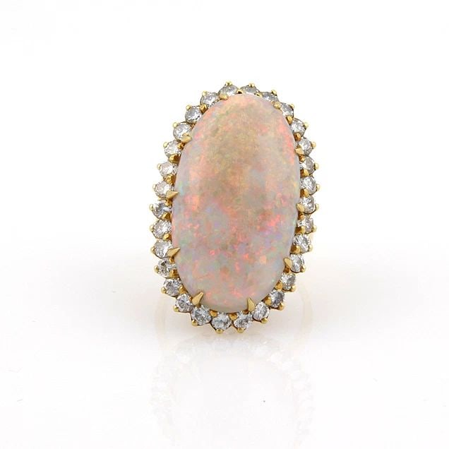 DIAMOND OPAL GOLD RING/PENDANT 18K YELLOW 14.5CT OVAL COCKTAIL STYLE (1 of 2)