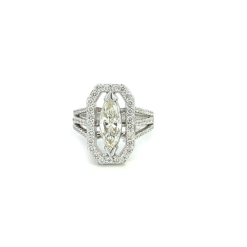 DIAMOND 2.25CT MARQUISE W/ACCENT 18K WHITE GOLD LONG COCKTAIL RING (1 of 2)