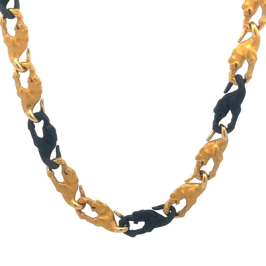 CARRERA Y CARRERA 18K GOLD NECKLACE PANTHER LINK BLACK & YELLOW (1 of 2)