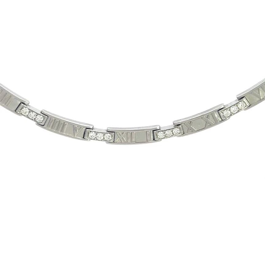 70493 TIFFANY & CO. DIAMOND GOLD ATLAS NECKLACE 18K WHITE ROMAN NUMERAL COLLAR (1 of 2)