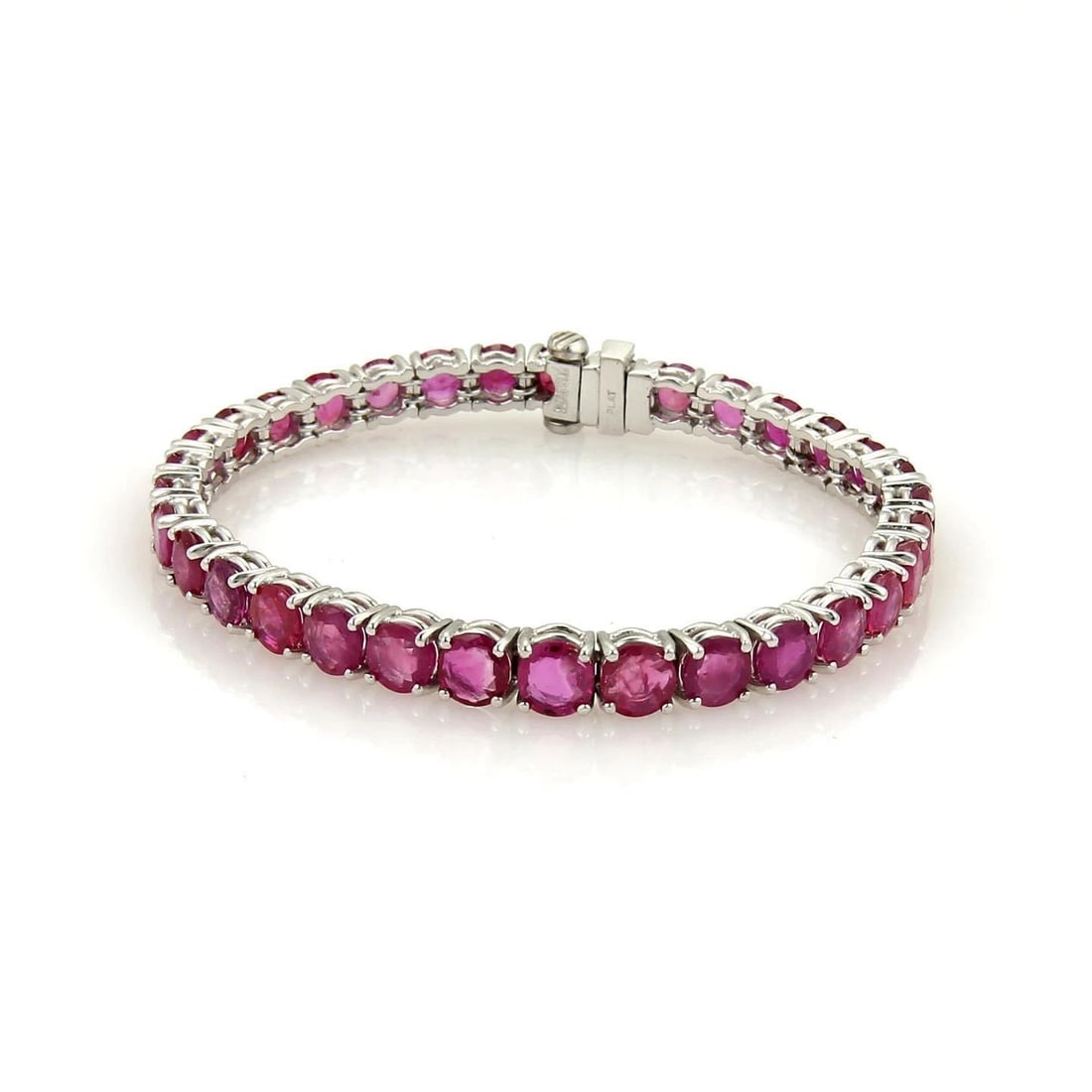 RUBY PLATINUM TENNIS BRACELET VINTAGE GRADUATED LINKS 16.5CT (1 of 2)