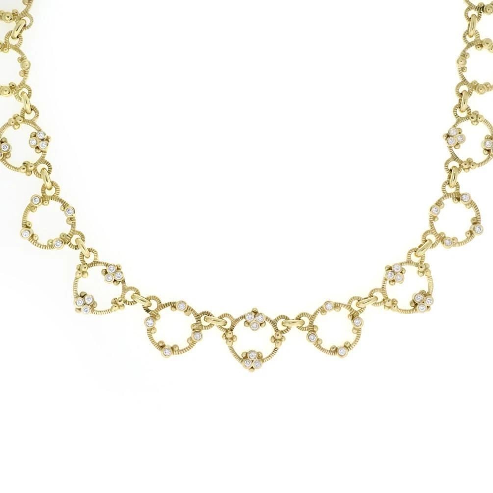 JUDITH RIPKA 1.00CT DIAMOND 18K YELLOW GOLD CIRCLE LINK NECKLACE: JUDITH RIPKA 1.00CT DIAMOND 18K YELLOW GOLD CIRCLE LINK NECKLACE JUDITH RIPKA 1.00CT DIAMOND 18K YELLOW GOLD CIRCLE LINK NECKLACE 6 Judith Ripka 1.00ct Diamond 18k Yellow Gold Circle Link Necklace Jud