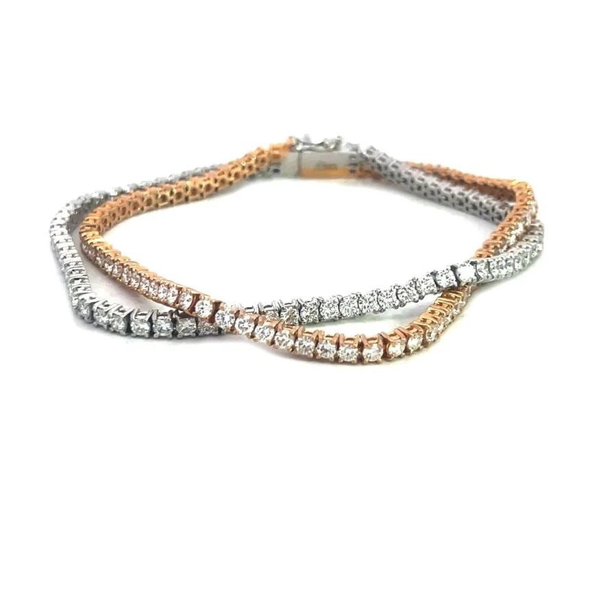 LEO PIZZO GOLD BRACELET CROSSOVER DIAMOND 6CT 18K WHITE ROSE DOUBLE STRAND (1 of 2)