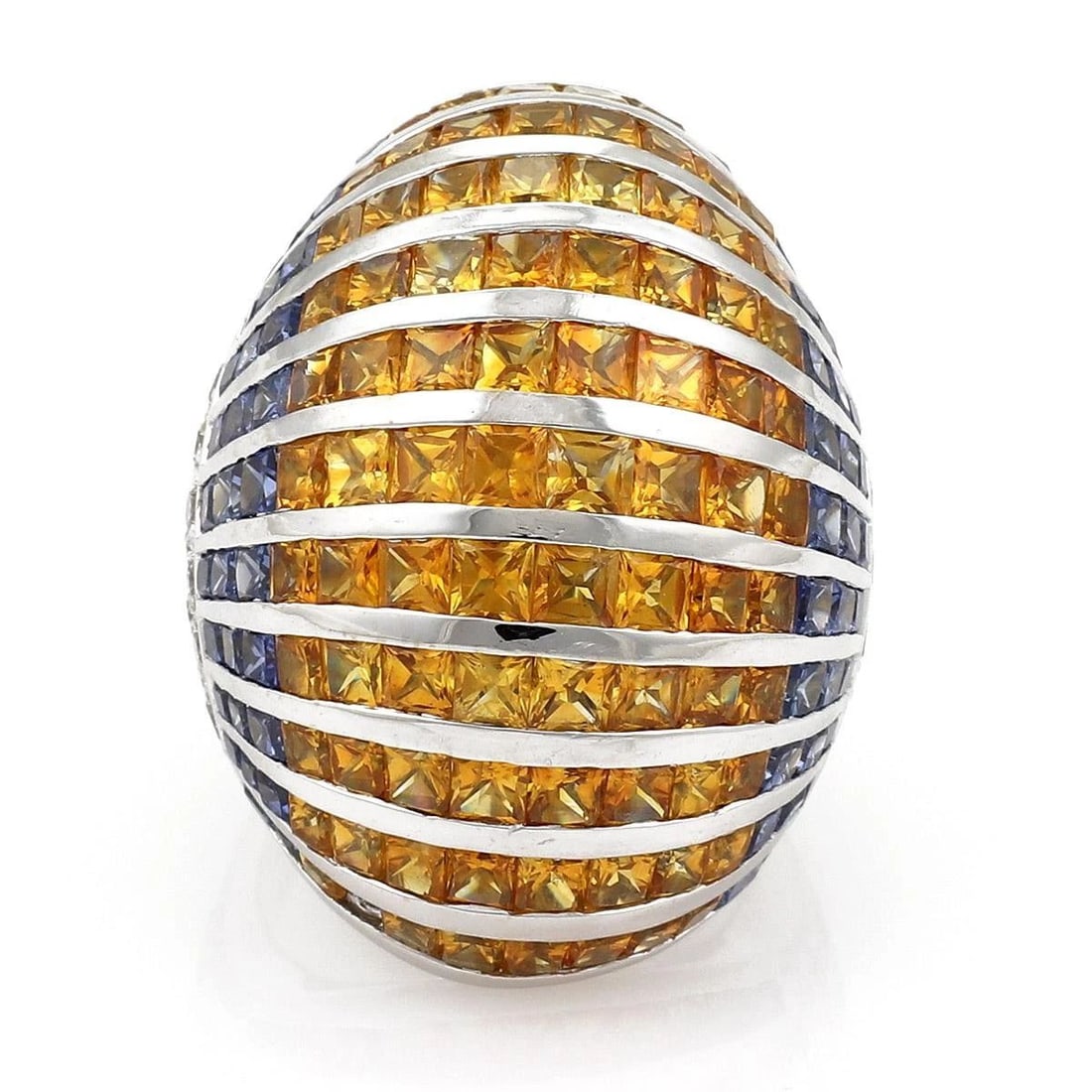 DIAMOND GOLD RING 18KT WHITE GEMSTONE OVAL DOME STYLE (1 of 2)