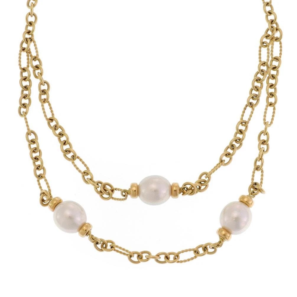 DAVID YURMAN NECKLACE MADISON PEARLS 18K YELLOW GOLD DOUBLE CHAIN: DAVID YURMAN NECKLACE MADISON PEARLS 18K YELLOW GOLD DOUBLE CHAIN DAVID YURMAN NECKLACE MADISON PEARLS 18K YELLOW GOLD DOUBLE CHAIN David Yurman D.Y Madison Pearls 18k Yellow Gold Double Chain Necklac