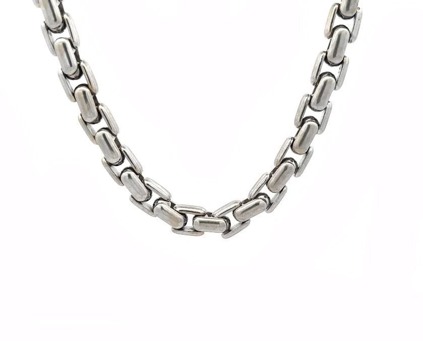 BREV SAURO 18K CHAIN WHITE GOLD LARGE HEAVY BOX LINK 65 GRAMS (1 of 2)