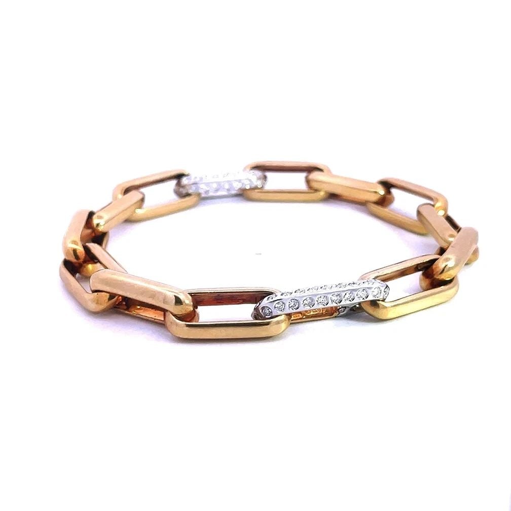GAVELLO DIAMOND GOLD BRACELET 18K LARGE OVAL LINK CHAIN (1 of 2)