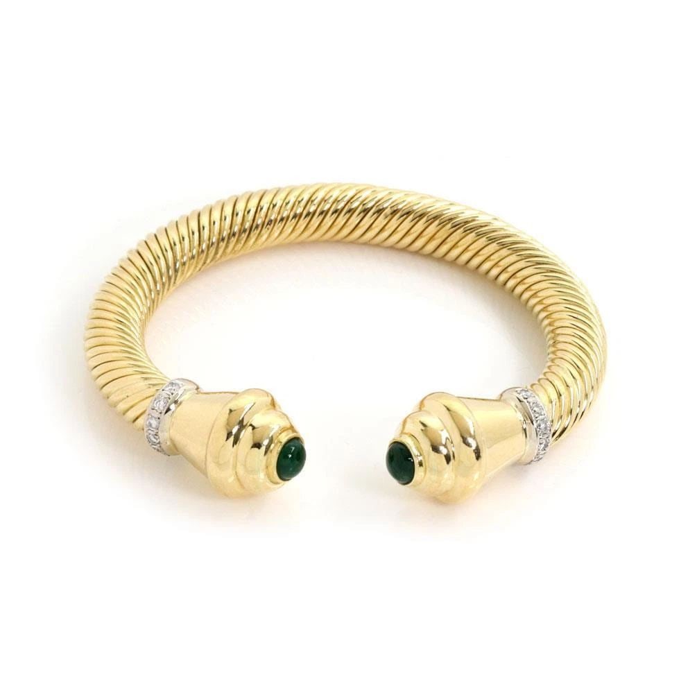 DIAMOND & EMERALD FLEX CUFF BRACELET 18K YELLOW GOLD 2.08CT (1 of 2)