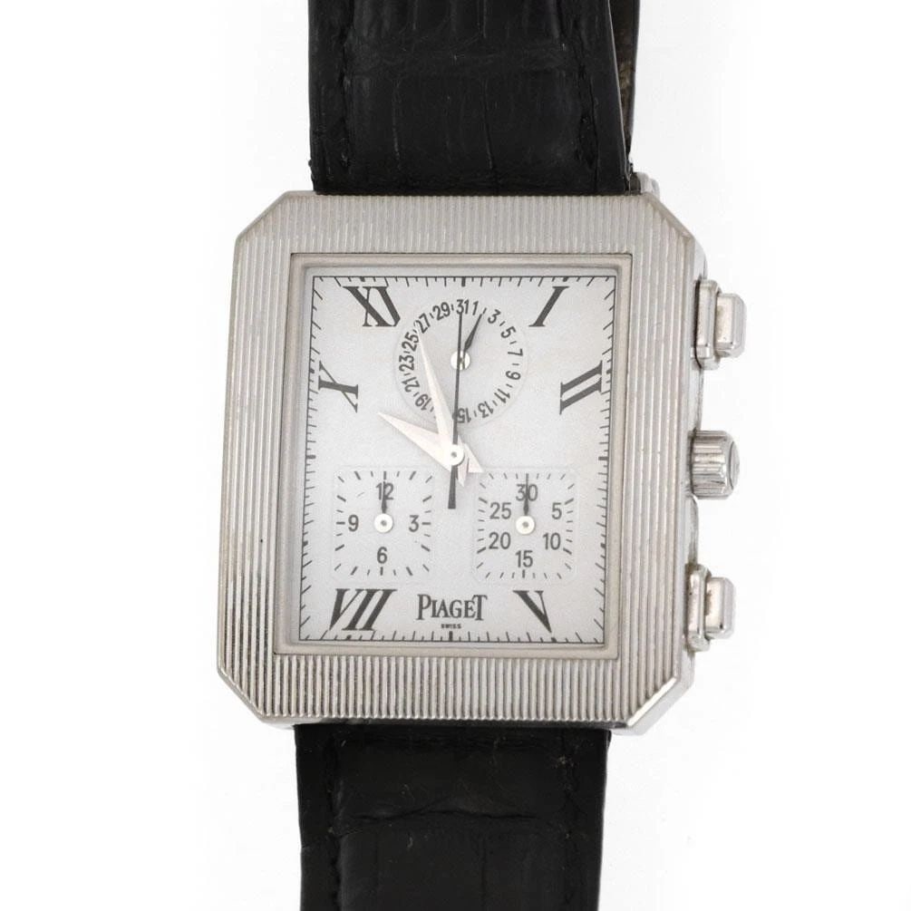 PIAGET WATCH PROTOCOLE 18K WHITE GOLD MEN'S CHRONOGRAPH LEATHER BAND #14254 (1 of 2)