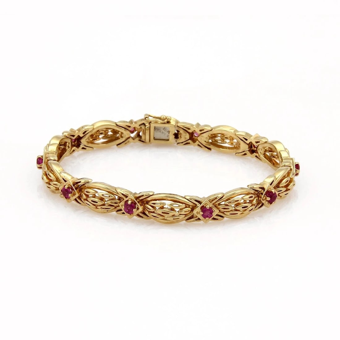 TIFFANY & CO. RUBY BRACELET 18K YELLOW GOLD FANCY LINK (1 of 2)