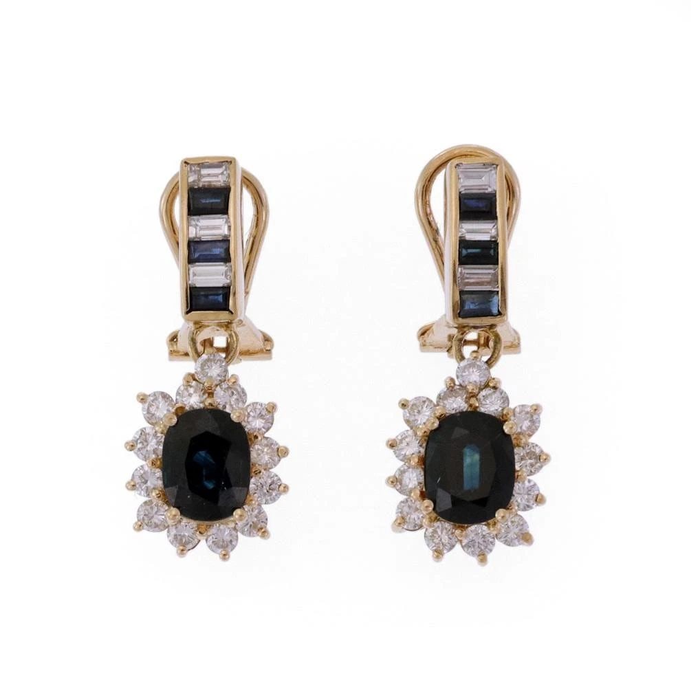 DIAMOND GEMSTONE EARRINGS 18K YELLOW GOLD COCKTAIL DANGLE (1 of 2)