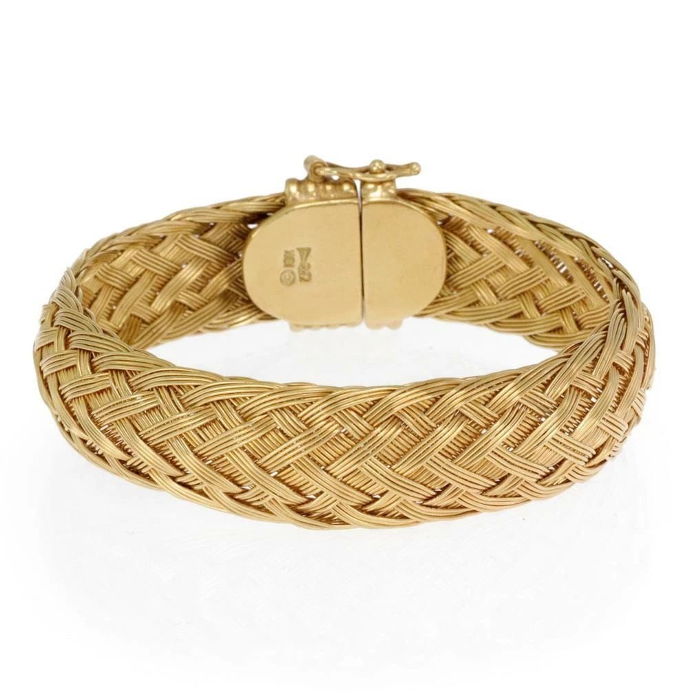HENRY DUNAY 18K YELLOW GOLD 13MM WIDE BASKET WOVEN FLEX BRACELET (1 of 2)