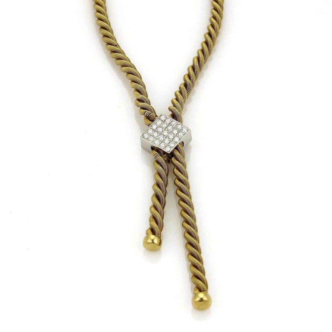 DIAMOND GOLD ROPE NECKLACE 1CT 18K TWO TONE TWISTED ROPE TASSEL STYLE (1 of 2)