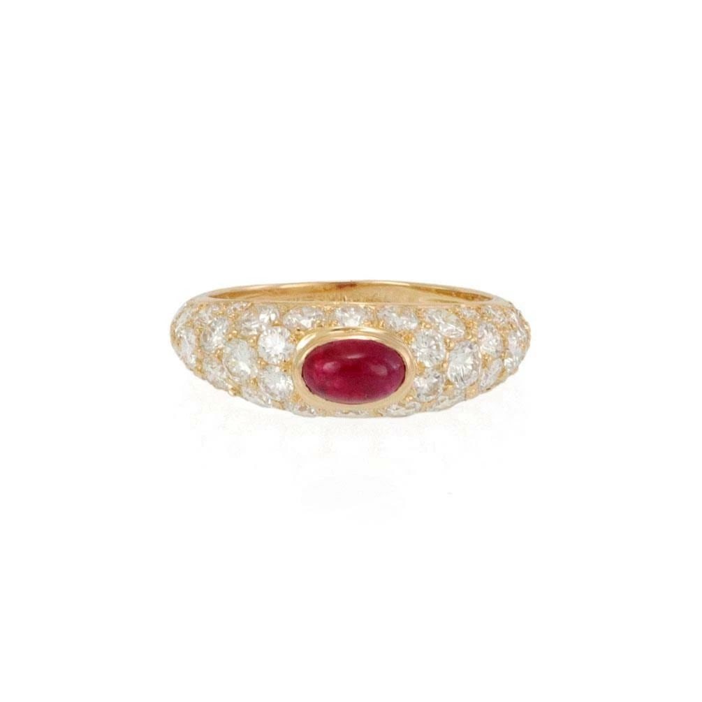 TIFFANY & CO. 2.60CT DIAMOND RUBY 18K YELLOW GOLD DOME BAND RING SIZE 6.25 (1 of 2)
