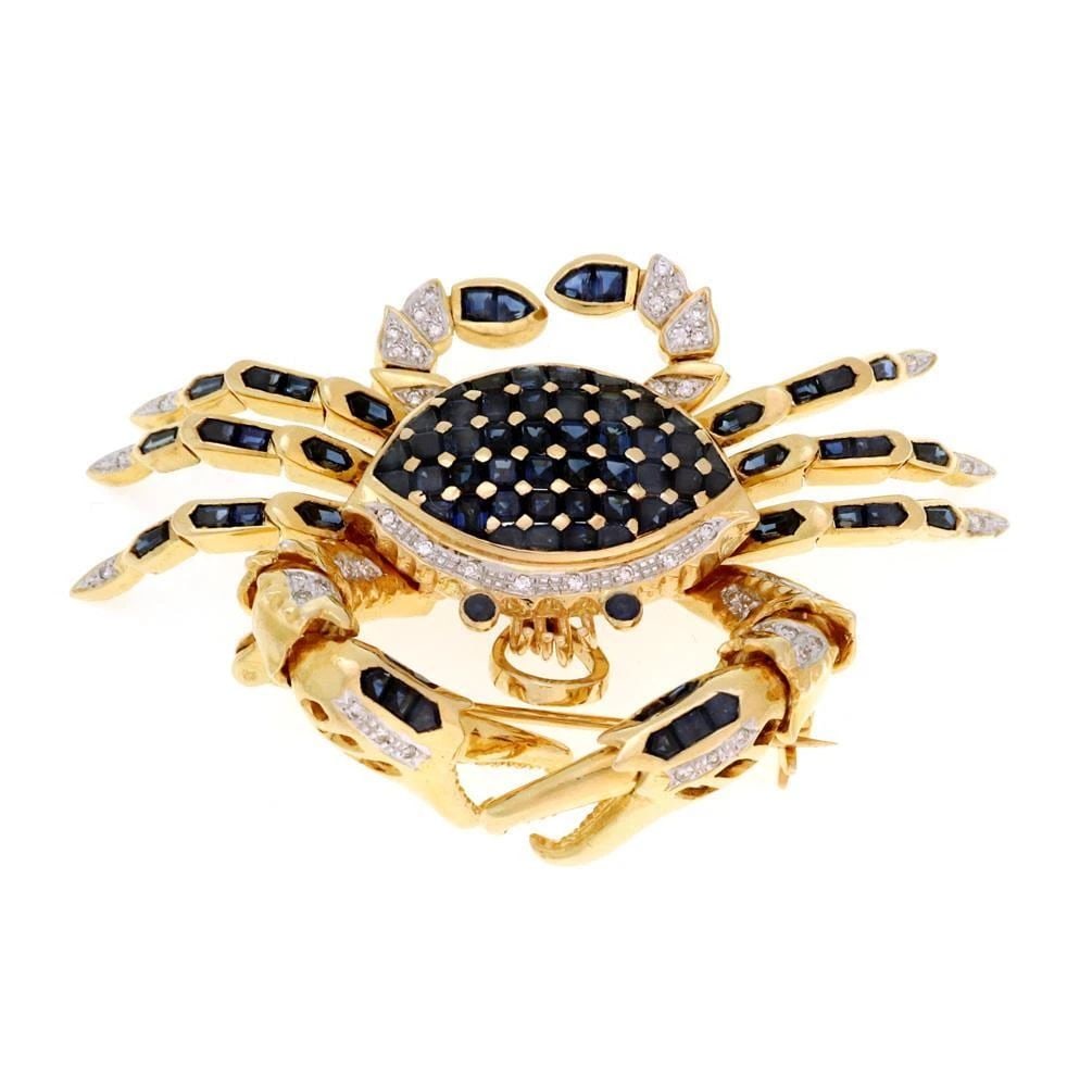 FABULOUS 5.75CT DIAMOND & SAPPHIRE ANIMATED CRAB PENDANT/BROOCH (1 of 2)