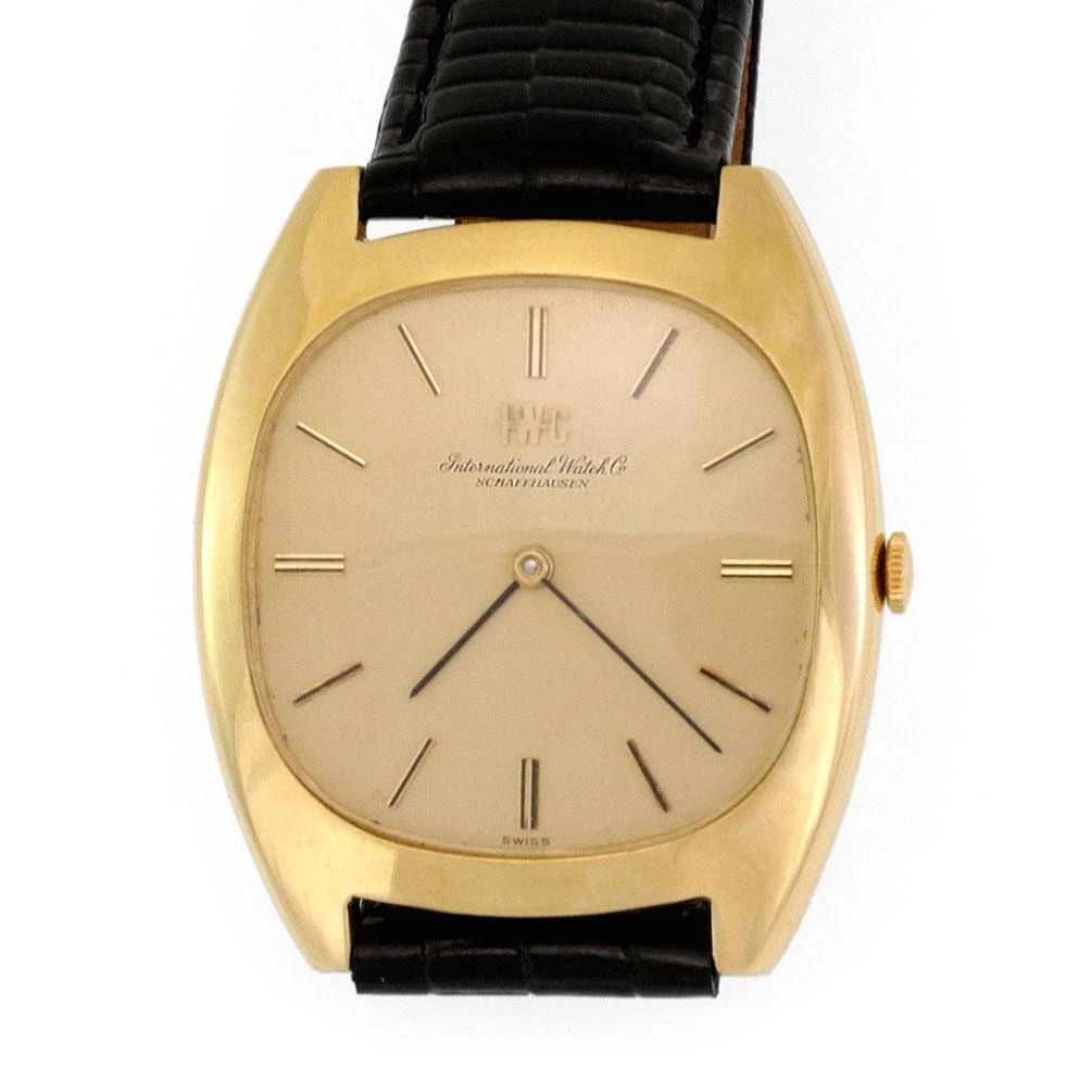INTERNATIONAL WATCH CO..SCHAFFAUSEN 18K GOLD MECHANICAL LEATHER BAND MEN'S WATCH (1 of 2)