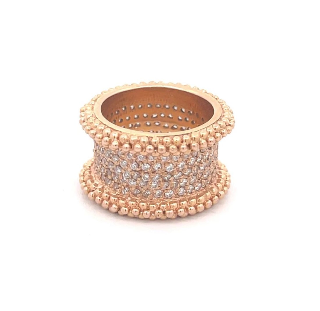 C. AMORIM 1.75CT DIAMOND 18K ROSE GOLD BEADED 14MM WIDE BAND RING (1 of 2)