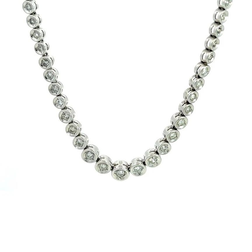 PLATINUM DIAMONDS 3CT GRADUATED ETERNITY TENNIS NECKLACE 16" LONG (1 of 2)