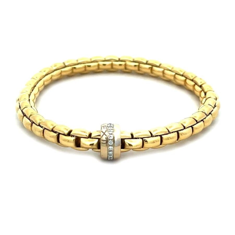 FOPE SOLO BRACELET DIAMOND 18K YELLOW GOLD RONDEL MOTIF FLEX IT (1 of 2)