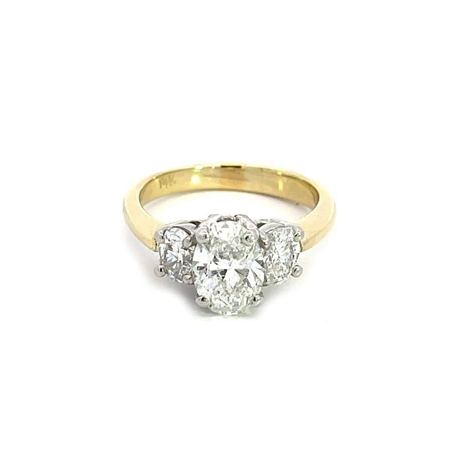 DIAMOND SOLITAIRE OVAL RING W/ACCENT 1.75CT 14K TWO TONE GOLD (1 of 2)