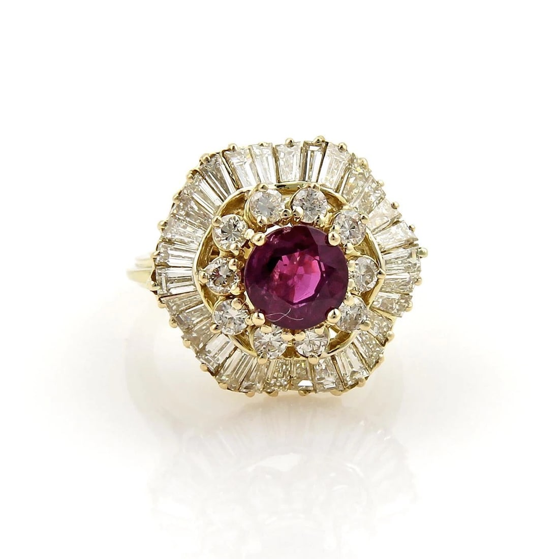 DIAMONDS & GEM GOLD RING 14K YELLOW BALLERINA COCKTAIL DESIGN SIZE 6.75 (1 of 2)