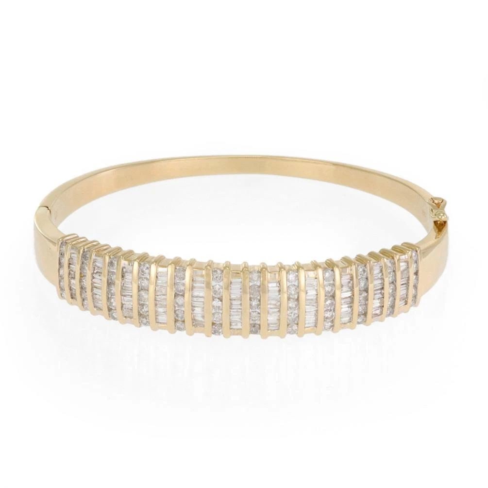 STUNNING 4 CARATS DIAMOND 14K YELLOW GOLD FANCY DOME BANGLE BRACELET (1 of 2)