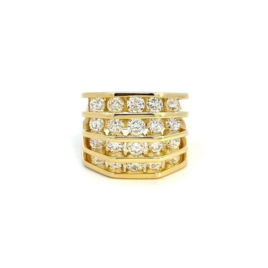 JOSE HESS DIAMOND 18K YELLOW GOLD 2.45 CARATS 4 ROWS CHANNEL SET WIDE BAND RING: JOSE HESS DIAMOND 18K YELLOW GOLD 2.45 CARATS 4 ROWS CHANNEL SET WIDE BAND RING JOSE HESS DIAMOND 18K YELLOW GOLD 2.45 CARATS 4 ROWS CHANNEL SET WIDE BAND RING Jose Hess Diamond 18k Yellow Gold 2.45ct