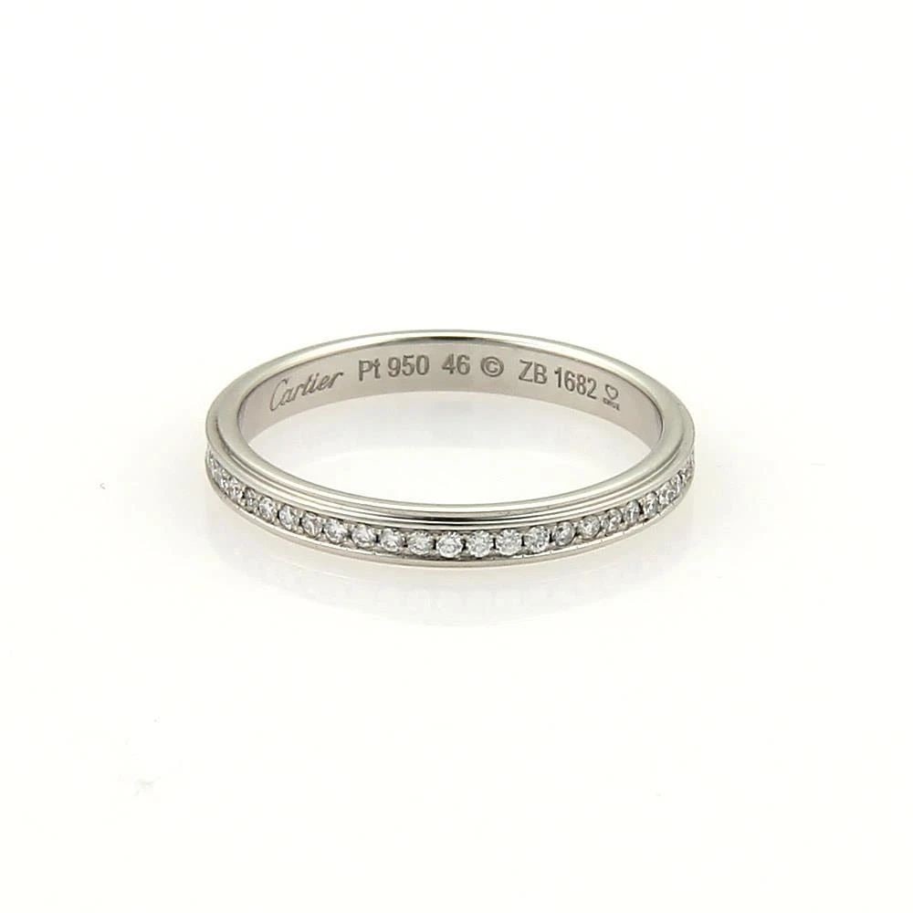 CARTIER PLATINUM DIAMOND RING FULL CIRCLE ETERNITY BAND EU 46-US 3.75: CARTIER PLATINUM DIAMOND RING FULL CIRCLE ETERNITY BAND EU 46-US 3.75 The Cartier Platinum Diamond Ring is a stunning piece of fine jewelry featuring a full circle eternity band with round white diamo