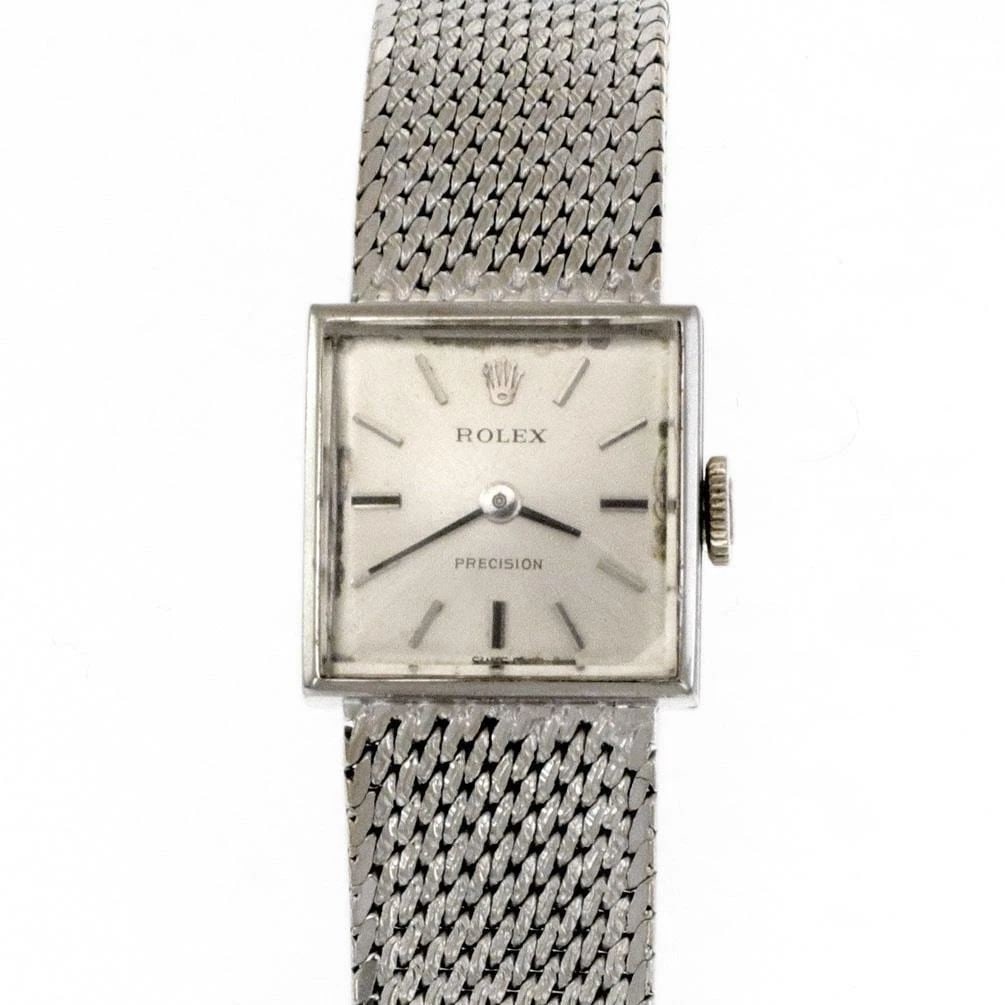 ROLEX VINTAGE 18K WHITE GOLD18 JEWELS MANUAL WIND LADIES SQUARE WATCH (1 of 2)