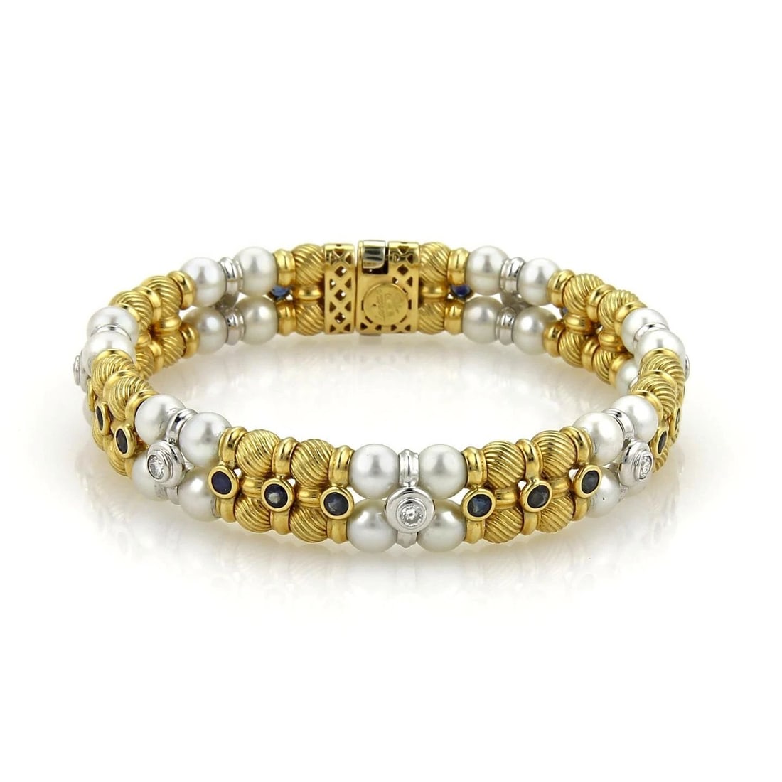 ZANCAN DIAMOND & GEMS GOLD BRACELET 18K YELLOW 2 ROW BEAD STYLE (1 of 2)