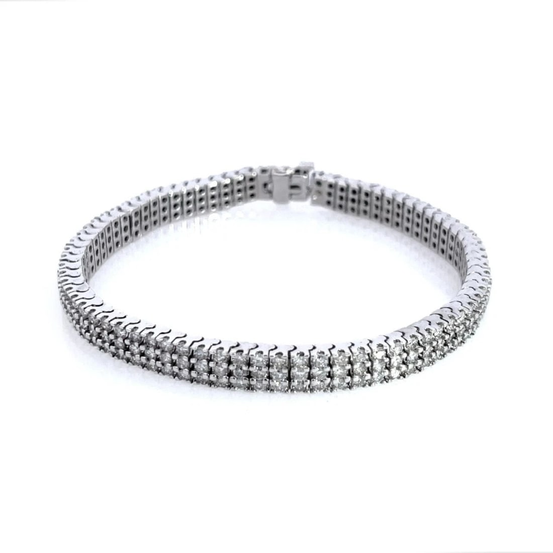 ELEGANT 6.5CT DIAMONDS 14K WHITE GOLD TRIPLE ROW 6MM WIDE TENNIS BRACELET (1 of 2)