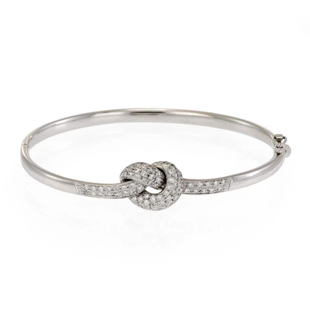 VINTAGE ROBERTO COIN BRACELET PAVE DIAMOND 18K WHITE GOLD LOVE KNOT BANGLE (1 of 2)