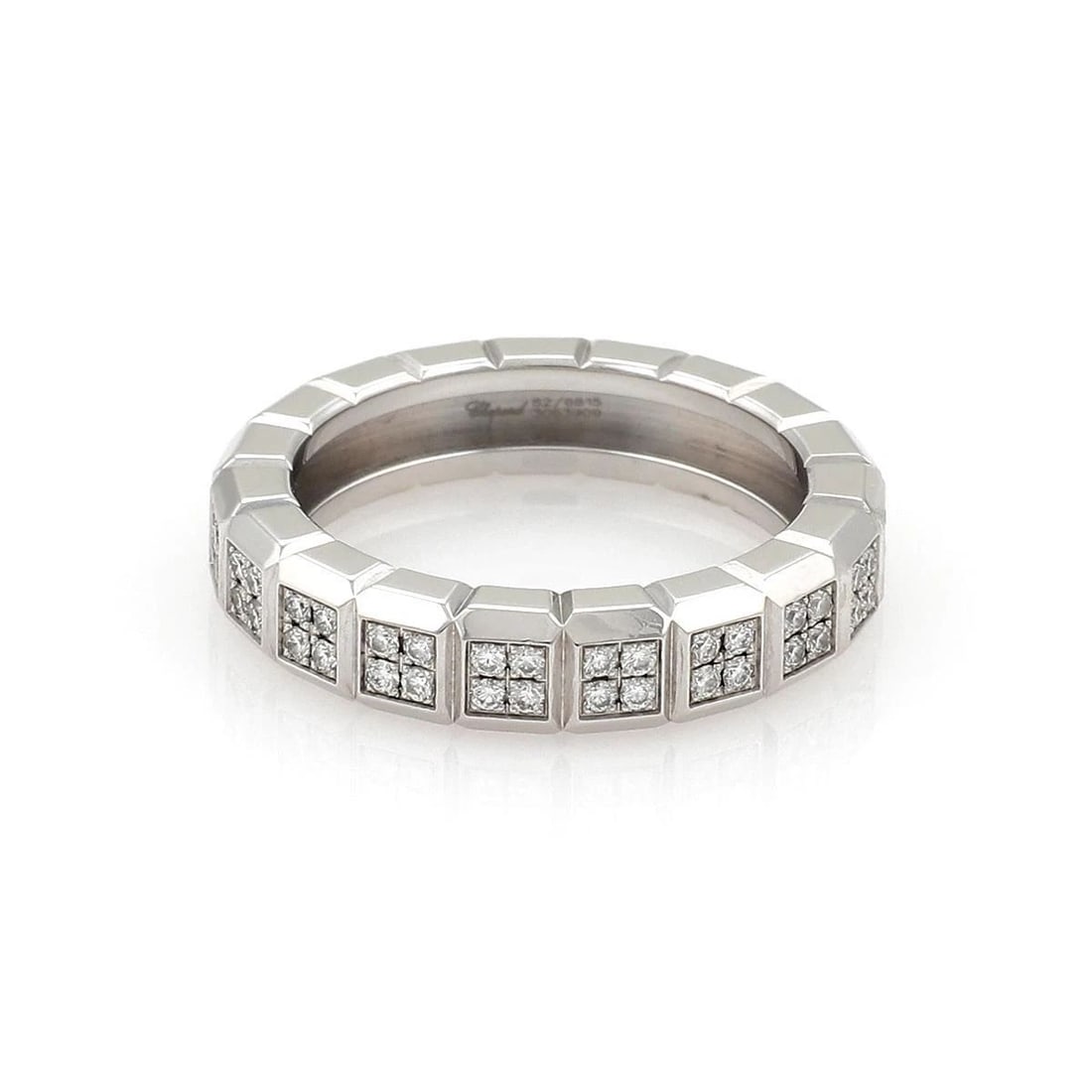 CHOPARD DIAMOND 18K WHITE GOLD 4.5MM WIDE CUBE DESIGN BAND RING SIZE 5.75 (1 of 2)
