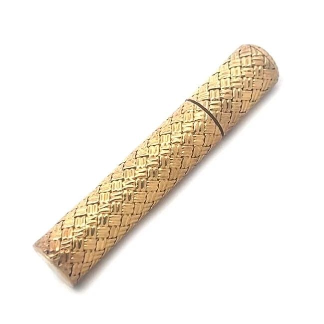 VAN CLEEF & ARPELS GOLD PERFUME BOTTLE 18K YELLOW VINTAGE BASKET WEAVE (1 of 2)