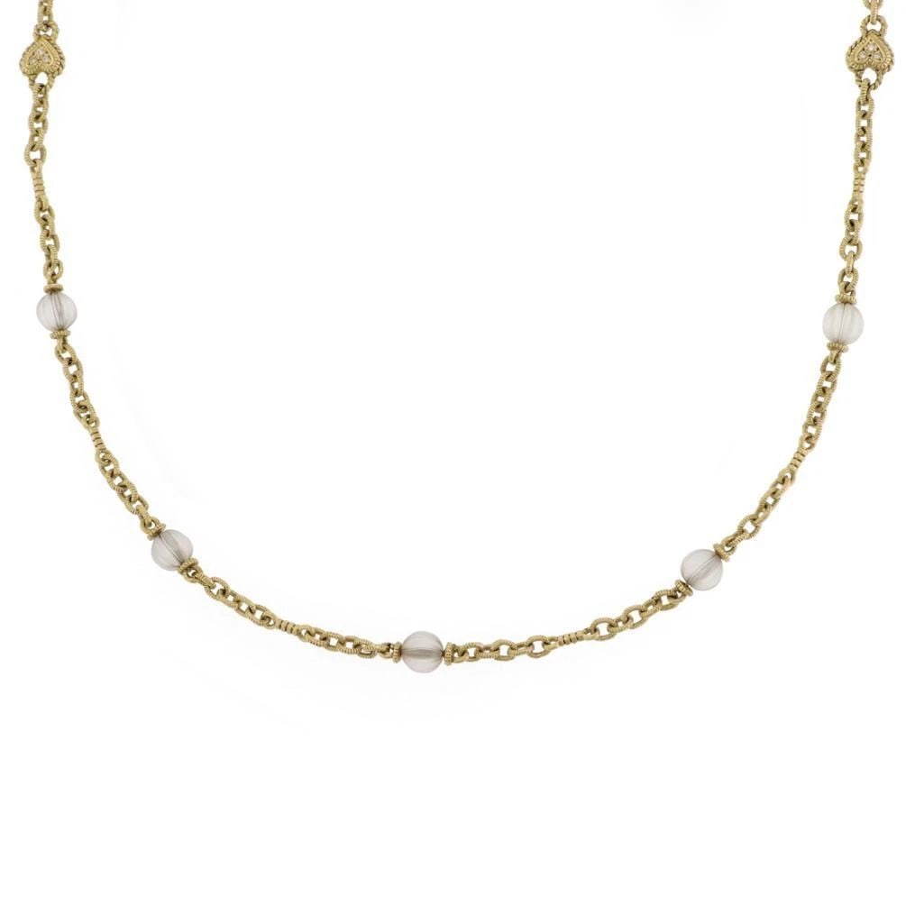 JUDITH RIPKA DIAMOND FROSTED GLASS BEAD MOTIFS 18K YELLOW GOLD NECKLACE (1 of 2)