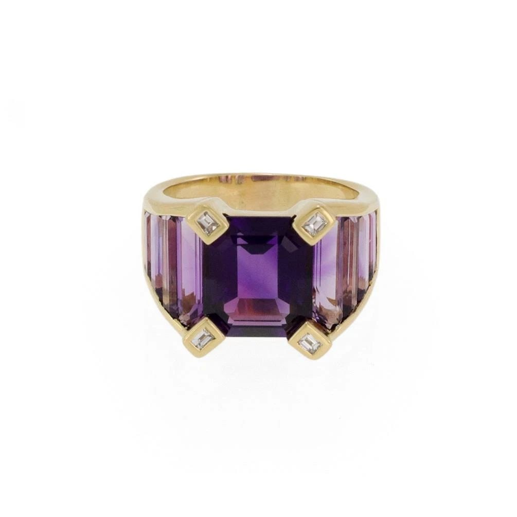 ROBERT WANDER WINC 8.70CT AMETHYST DIAMOND 18K YELLOW GOLD FANCY BAND RING (1 of 2)
