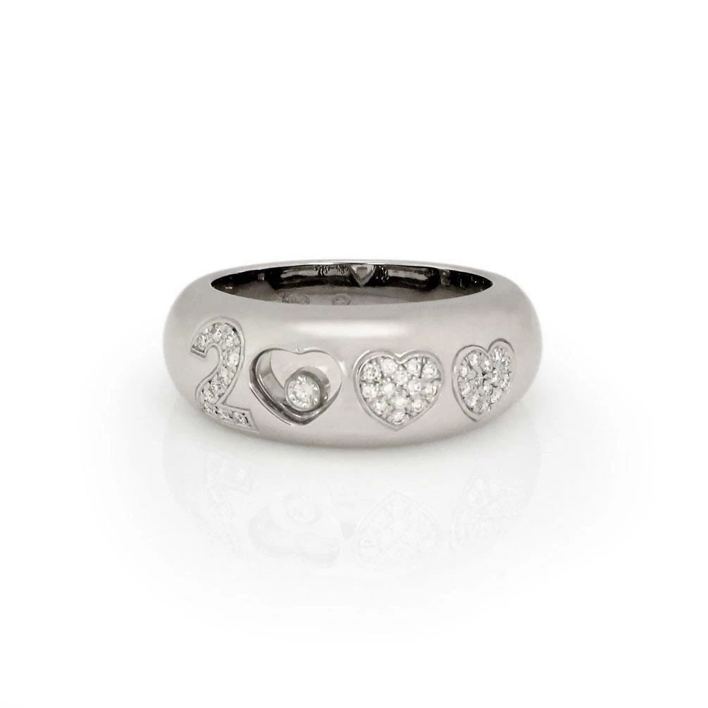 CHOPARD HAPPY DIAMONDS "2000" 18K WHITE GOLD DOME BAND RING: CHOPARD HAPPY DIAMONDS "2000" 18K WHITE GOLD DOME BAND RING CHOPARD HAPPY DIAMONDS "2000" 18K WHITE GOLD DOME BAND RING Chopard Happy Diamonds "2000" 18k White Gold Dome Band Ring Description This is