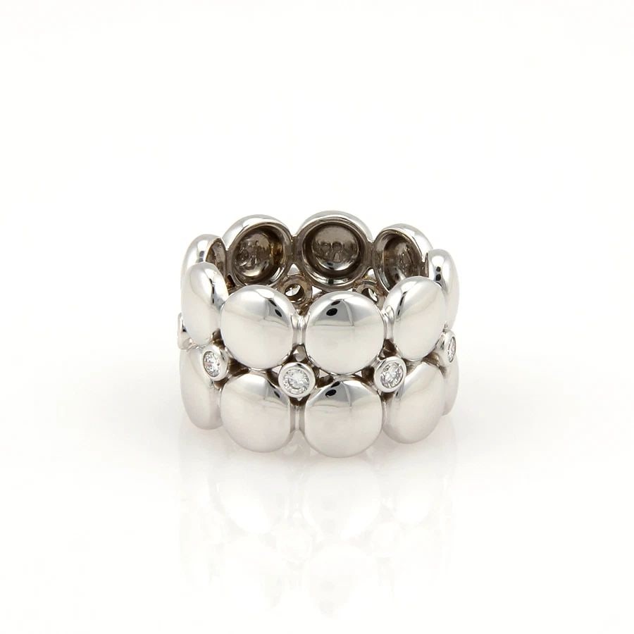 CARTIER DIAMOND GOLD RING HONEYMOON 18K WHITE BEZEL SET DOUBLE ROW (1 of 2)