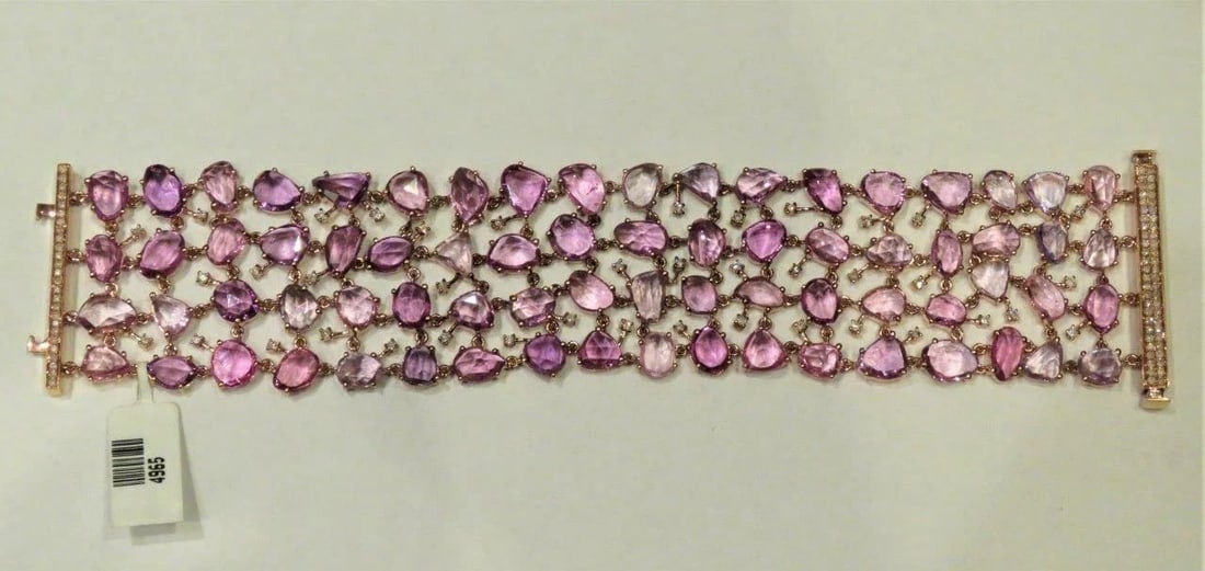 18KT LRG RARE PINK SAPPHIRE BRACELET (1 of 2)