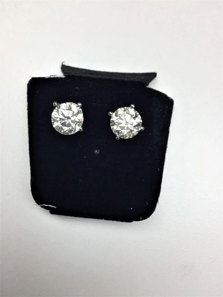 18KT GOLD GORGEOUS FANCY GIA 4CT DIAMOND STUD EARRINGS (1 of 2)