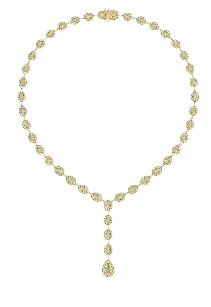 18KT GOLD GORGEOUS FANCY YELLOW DIAMOND NECKLACE (1 of 2)