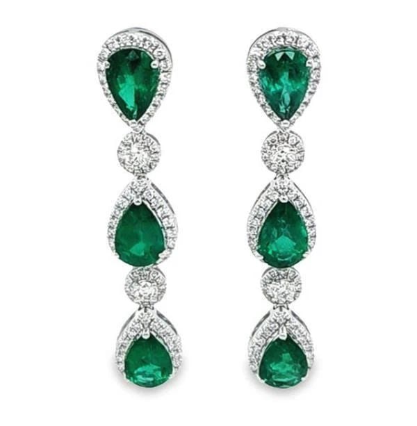 GLITTERING LRG FANCY EMERALD DIAMOND DANGLE EARRINGS (1 of 2)