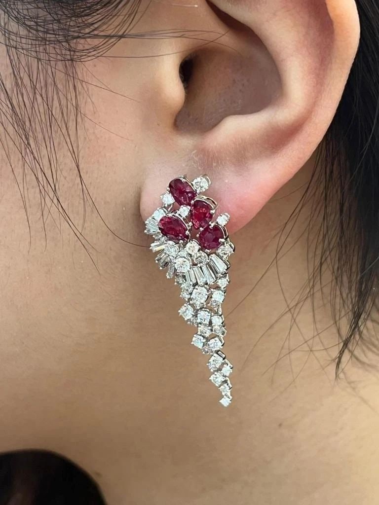 18KT GOLD FANCY GORGEOUS RUBY DIAMOND DANGLE EARRINGS (1 of 1)