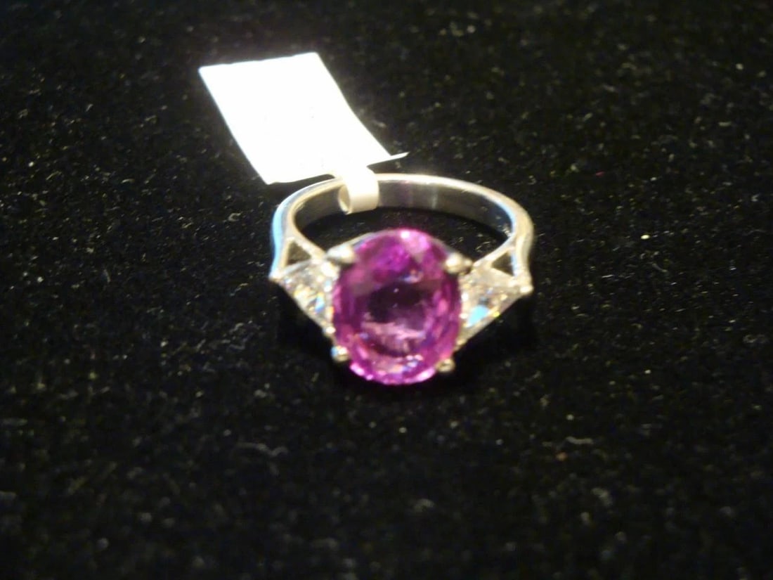 FLAWLESS FANCY PINK SAPPHIRE DIAMOND RING 6CT!!! (1 of 2)