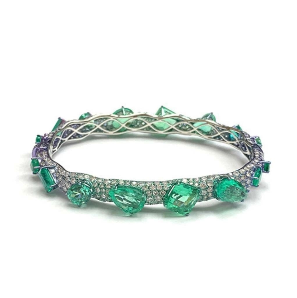 18KT GOLD RARE 21CT DECO FANCY EMERALD DIAMOND BRACELET (1 of 1)