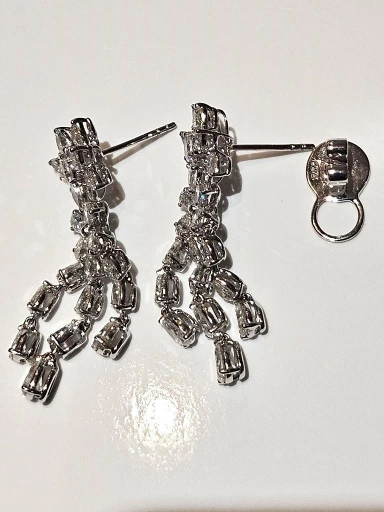 18KT GLITTERING FANCY DIAMOND DANGLE DROP EARRINGS (1 of 2)