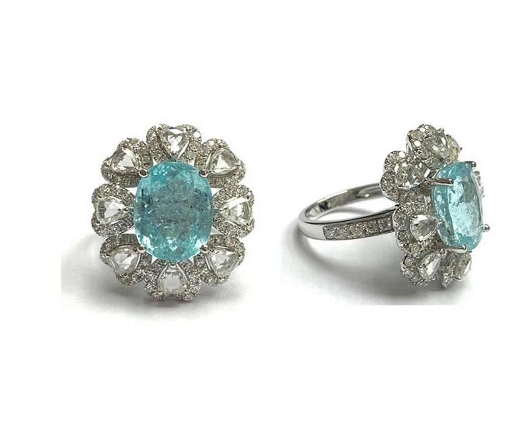 18KT 9CT PARAIBA TOURMALINE DIAMOND RING (1 of 2)