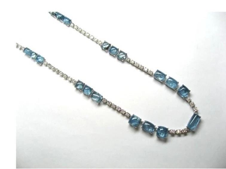 18KT 67CT GORGEOUS AQUAMARINE DIAMOND STRAND NECKLACE (1 of 2)
