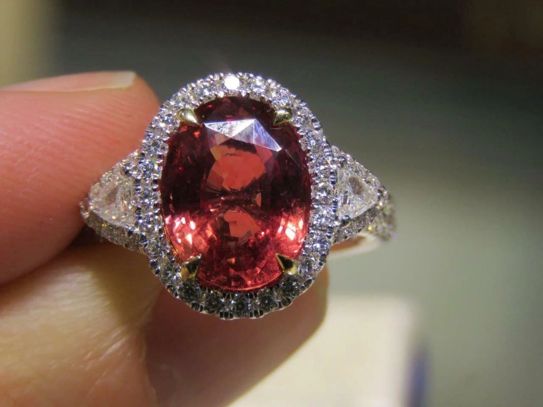 18KT LRG 6.50CT RUBELLITE DIAMOND RING (1 of 2)