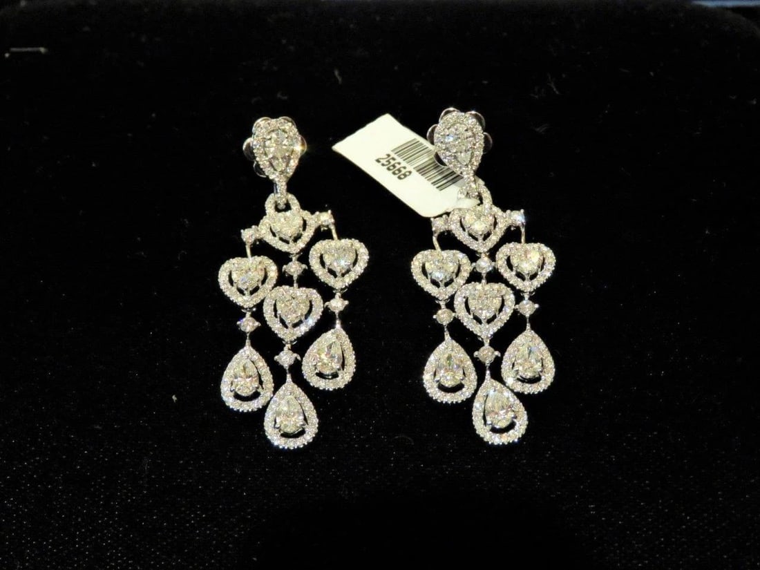 18KT LRG 5.6CT FANCY CUT DIAMOND DANGLE EARRINGS (1 of 2)